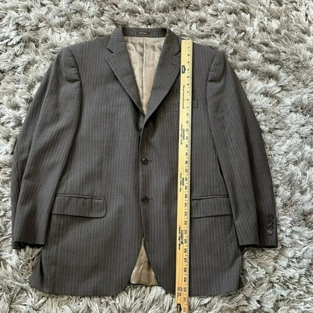 PETER MILLAR Crown Wool Mens Gray Striped Blazer Sport Coat Jacket